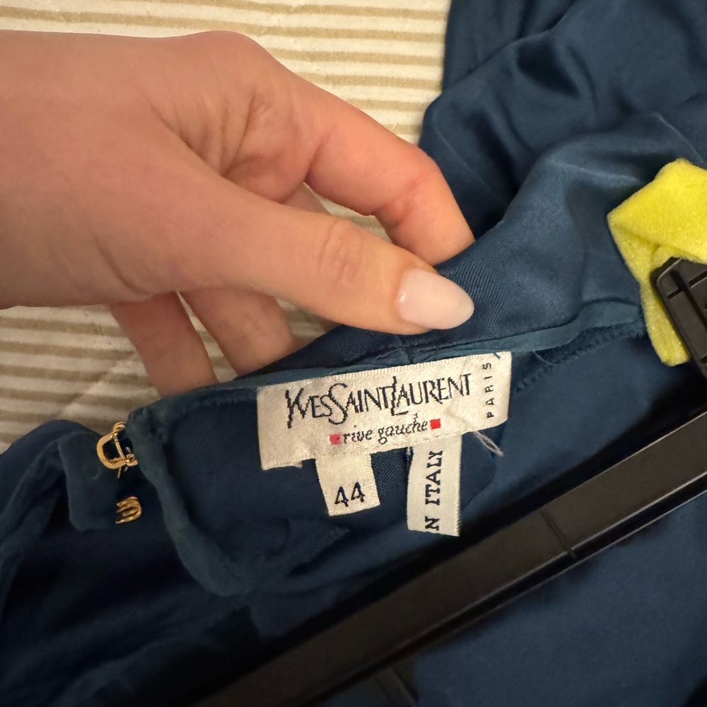 Vintage Blue YSL Strapless Gown - Picture 3 of 7